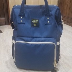 Blue diaper bag back pack, like new